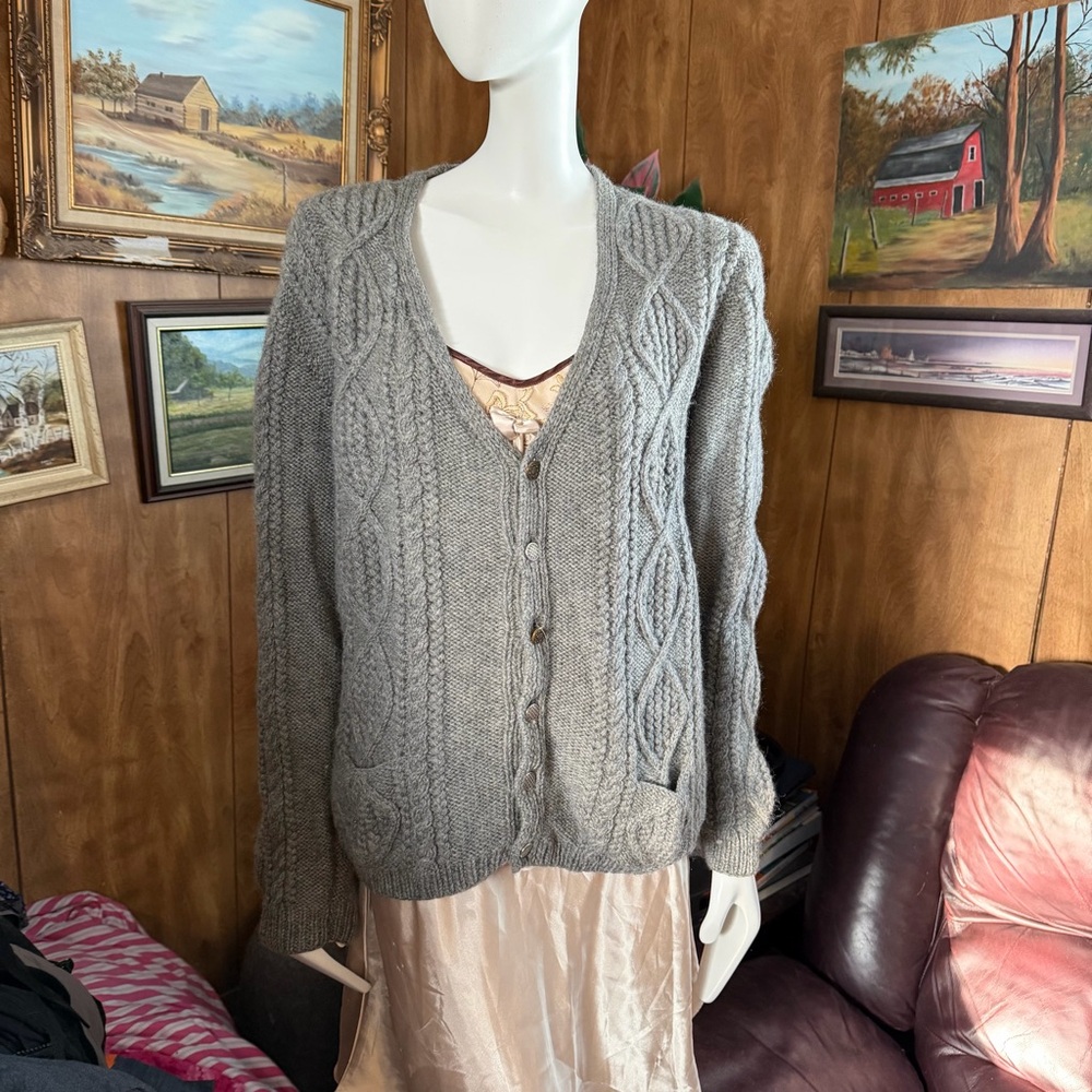 Eclectic Grandpa Cable Knit Wool Sweater